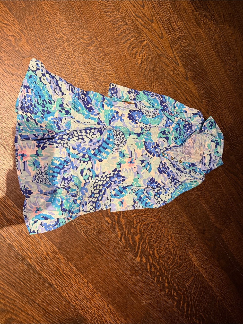 Lilly Pulitzer Girls Blue, Turquoise, Pink Floral Dress